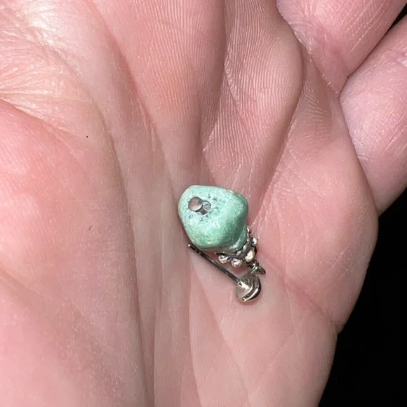 ⭐️Vintage Blue Turquoise Stone Silver Black Beaded Dangle Earrings - Picture 6 of 8